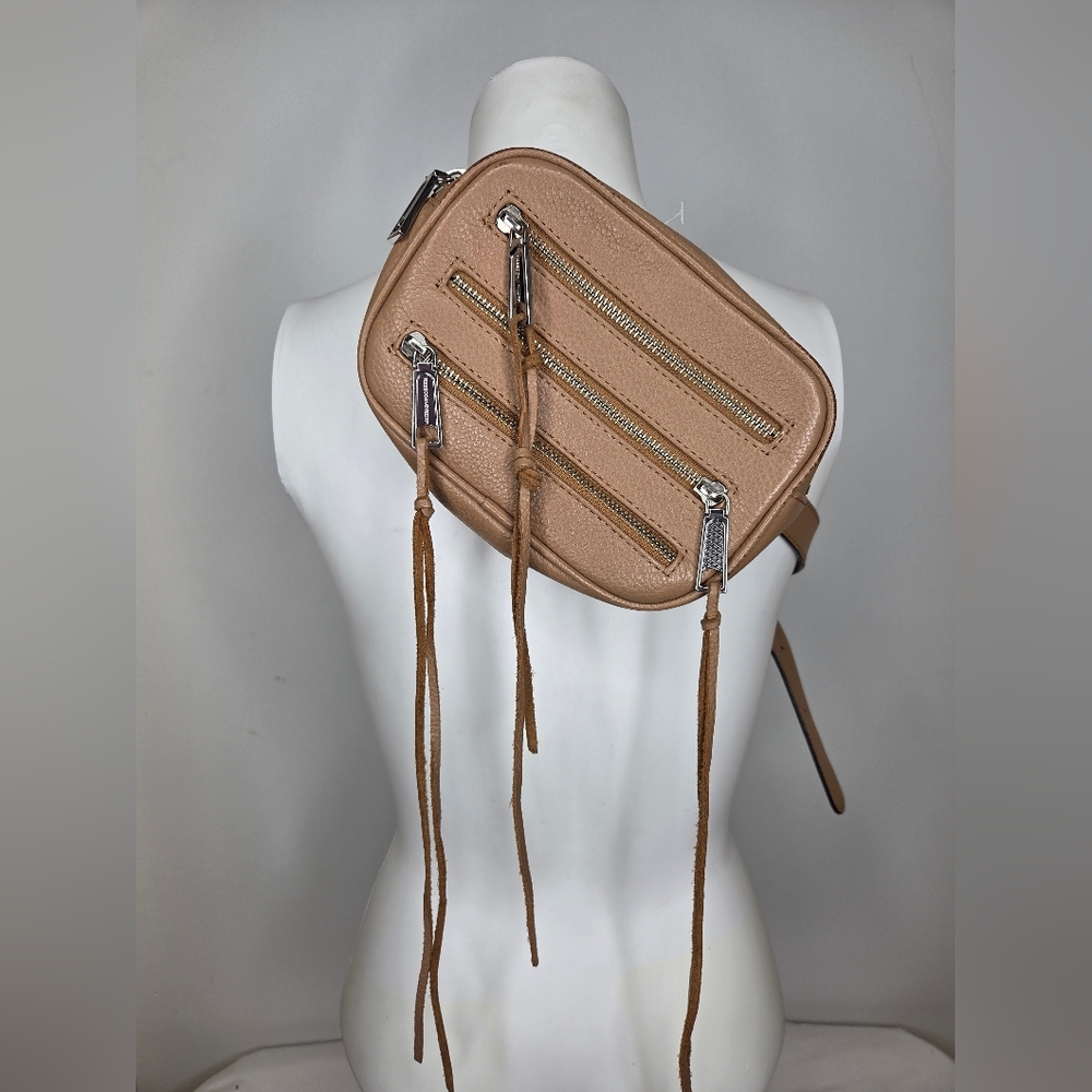 Rebecca Minkoff Tan Crossbody Belt Bag with Tassel Zippers